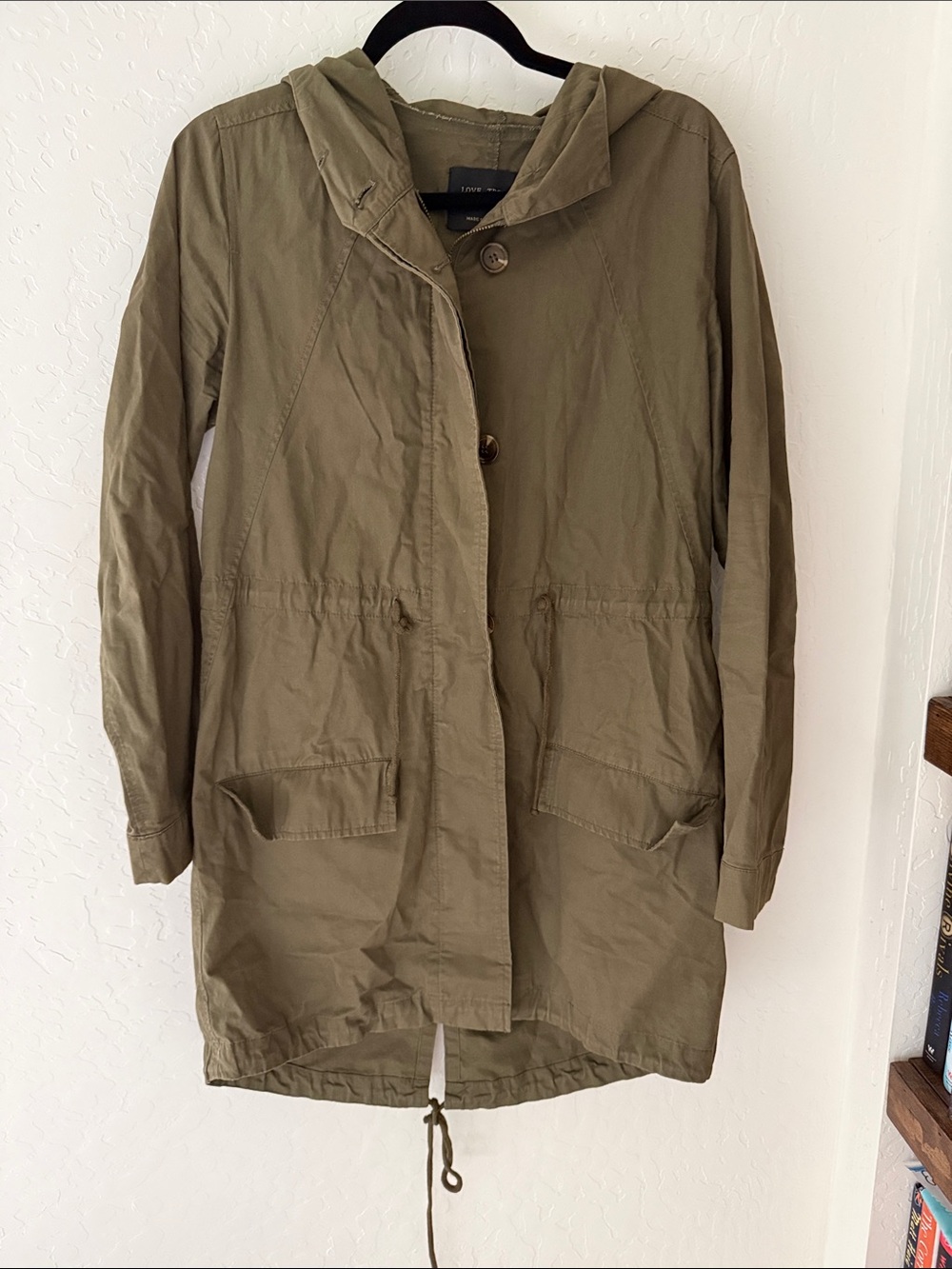 Love Tree Olive Hooded Utility Jacket - Medium